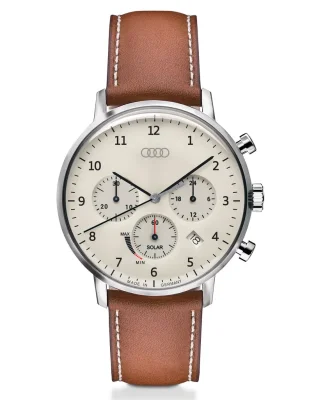 Мужские наручные часы хронограф Audi Chronograph Solar-powered, Mens, beige/brown VAG 3102100100