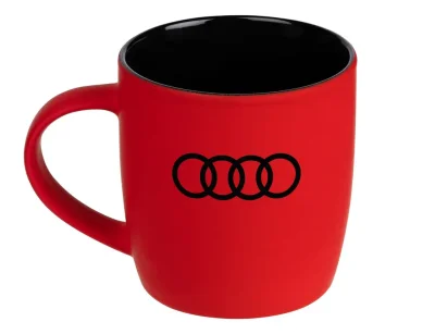 Фарфоровая кружка Audi Rings Mug, Soft-touch, 350ml, Red/Black VAG 32922A2520