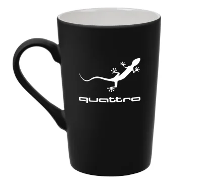 Фарфоровая кружка Audi quattro Gecko Mug, Soft-touch, 400ml, Black/White VAG 32922A2510