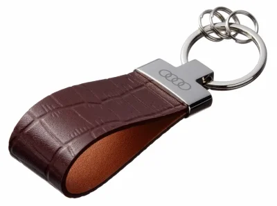 Кожаный брелок Audi Premium Leather Keychain, Metall/Leather, Brown VAG FKBRLKCAI