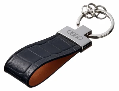Кожаный брелок Audi Rings Premium Leather Keychain, Metall/Leather, Black/Cognac VAG FKBRLBCAI