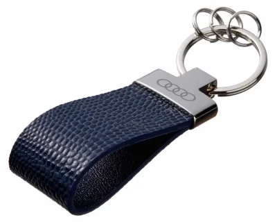 Кожаный брелок Audi Premium Leather Keychain, Metall/Leather, Blue/Blue VAG FKBRLBPAI