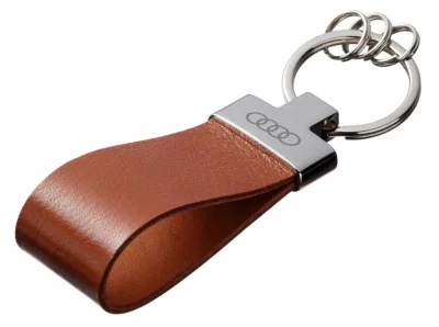 Кожаный брелок Audi Premium Leather Keychain, Metall/Leather, Cognac/Cognac VAG FKBRLCAI