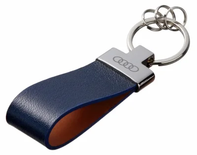 Кожаный брелок Audi Premium Leather Keychain, Metall/Leather, Blue/Cognac VAG FKBRLIAI