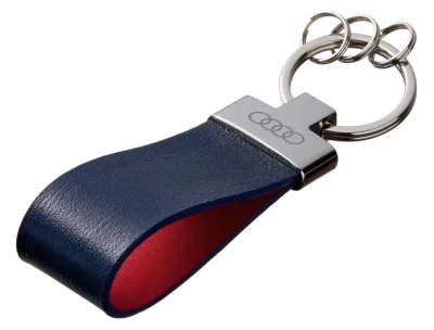 Кожаный брелок Audi Premium Leather Keychain, Metall/Leather, Blue/Red VAG FKBRLTAI