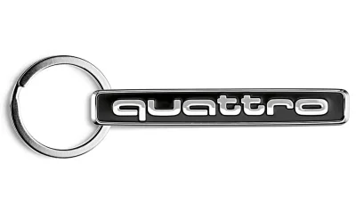 Металлический брелок с карабином Audi Key ring quattro, black/silver VAG 3181400900