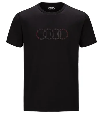 Мужская футболка Audi T-Shirt Rings, Mens, black/red VAG 3132100202