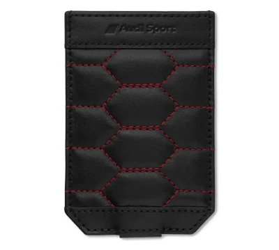 Кожаный футляр для ключей Audi Sport Car Key Case Leather, black / red VAG 3152201400
