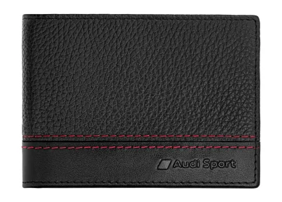 Мужской кожаный мини-кошелек Audi Sport mini Wallet Leather, Mens, black/red VAG 3151901300