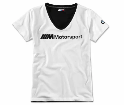 Женская футболка BMW M Motorsport Logo T-Shirt, Ladies, White/Black BMW 80142461071