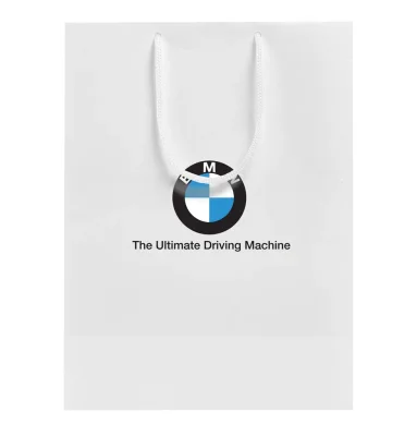 Бумажный подарочный пакет BMW, белый, размер M: 23 х 35 х 10 см. BMW 80502A25052