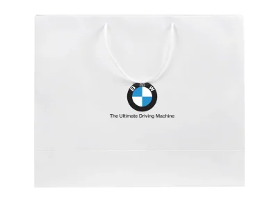 Бумажный подарочный пакет BMW, белый, размер L: 42 х 34,5 х 15 см. BMW 80502A25053