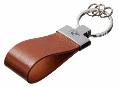 Кожаный брелок BMW Premium Leather Keychain, Metall/Leather, Cognac/Cognac BMW FKBRLCBW