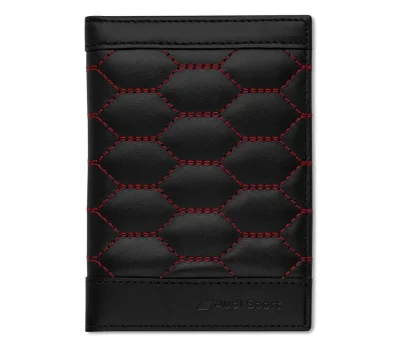 Кожаная обложка для автодокументов Audi Sport Car Document Wallet Leather, black-red VAG 3152201500