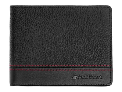 Мужской кожаный кошелек Audi Sport Wallet Leather, Mens, black/red VAG 3151901200