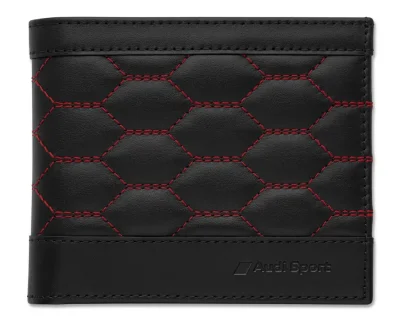 Мужской кожаный кошелек Audi Sport Wallet Leather, men, black-red NM VAG 3152201200