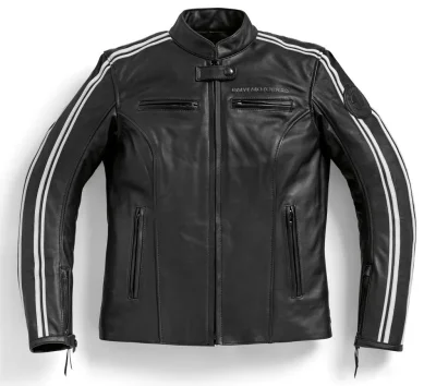 Женская кожаная мотокуртка BMW Motorrad Leather Jacket, TwinStripes, Ladies, Black BMW 76141539828