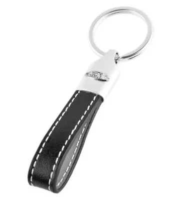 Кожаный брелок Ford Logo Keychain, Black/Silver FORD FK411NFD