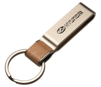 Брелок для ключей Hyundai Logo Keychain, Metall/Wood, Brown/Silver HYUNDAI/KIA/MOBIS R8480AC560H