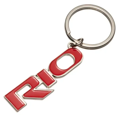 Металлический брелок с кольцом Kia Rio Metall Keyring, Silver-Red HYUNDAI/KIA/MOBIS R8480AC506K