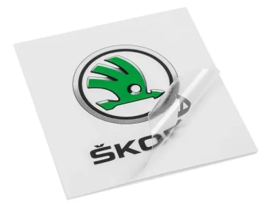 Наклейка логотип Skoda Logo Sticker 6,5 x 6,3 cm. VAG 000087703HS