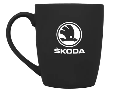 Фарфоровая кружка Skoda Logo Mug, Soft-touch, 360ml, Black/White VAG 000069601A25B3