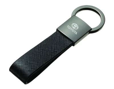Кожаный брелок Toyota Logo Keychain, Metall/Leather, Black/Silver TOYOTA FKBLB05