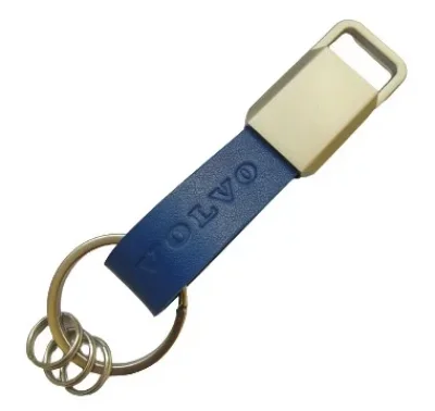 Кожаный брелок Volvo Logo Keychain, Metal/Leather, Blue/Silver VOLVO FKBLT14VNB