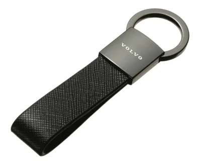 Кожаный брелок Volvo Logo Keychain, Metall/Leather, Black/Silver VOLVO FKBLB14V