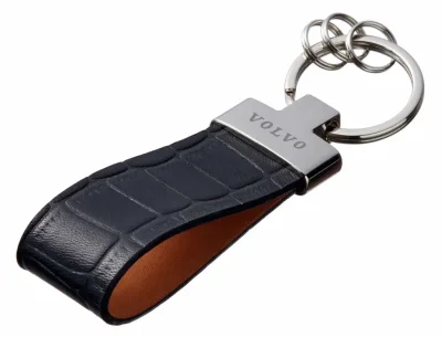 Кожаный брелок Volvo Premium Leather Keychain, Metall/Leather, Black/Cognac VOLVO FKBRLBCVO