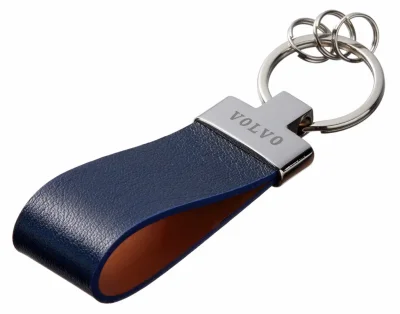 Кожаный брелок Volvo Premium Leather Keychain, Metall/Leather, Blue/Cognac VOLVO FKBRLIVO