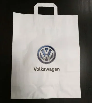 Бумажный подарочный пакет с ручками Volkswagen Logo Paper Bag White, M-size VAG 000087317AS