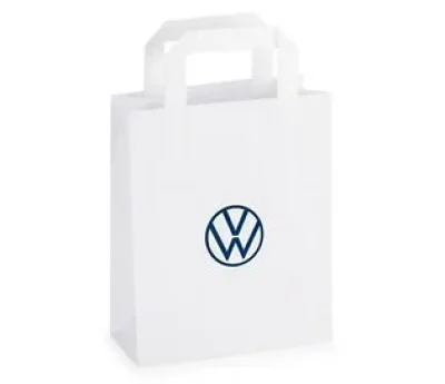 Бумажный подарочный пакет с ручками Volkswagen Logo Paper Bag, White, 18х22 VAG 000087317BK
