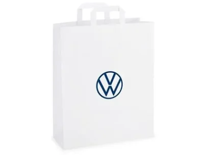 Бумажный подарочный пакет с ручками Volkswagen Logo Paper Bag White, 25x35 VAG 000087317BJ