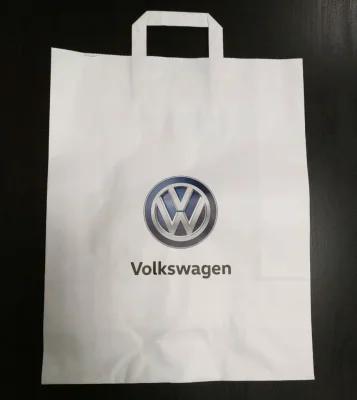 Бумажный подарочный пакет с ручками Volkswagen Logo Paper Bag White, L-size VAG 000087317AT