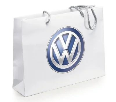 Бумажный подарочный пакет с ручками Volkswagen Logo Paper Bag White VAG 000087317C