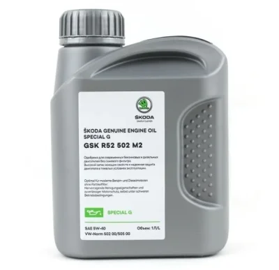 Моторное масло Skoda Genuine Engine Oil Special G, SAE 5W40, 1L VAG GSKR52502M2