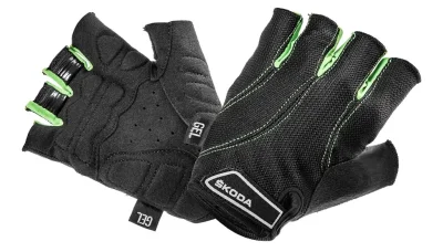 Велоперчатки Skoda Cycling Gloves, Gel Padding, Black/Green VAG 000084616GFBD