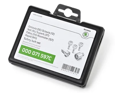 Комплект секреток на колеса Skoda Safety bolt set VAG 000071597C