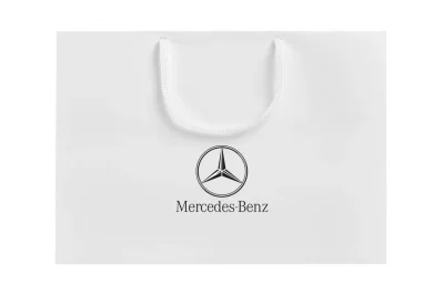 Бумажный подарочный пакет Mercedes, белый, размер S: 23 х 17 х 10 см. MERCEDES B6695A25911