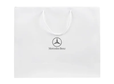 Бумажный подарочный пакет Mercedes, белый, размер L: 42 х 34,5 х 15 см. MERCEDES B6695A25912