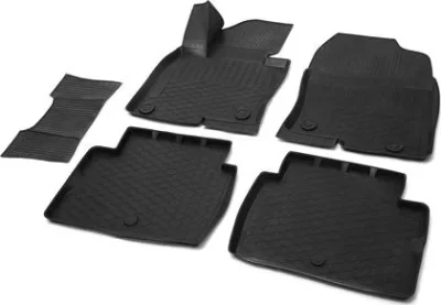 Комплект резиновых автомобильных ковриков Mazda CX-5 2017- , полиуретан, низкий борт, крепеж для передних ковров RIVAL 13803004