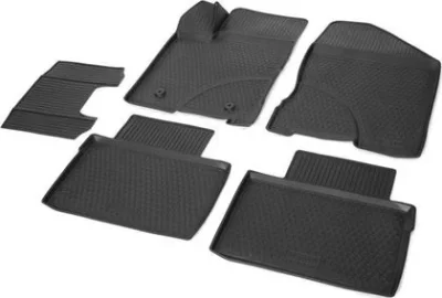 Комплект автомобильных ковриков Lada Vesta 2015- , полиуретан, низкий борт, 5 предметов, крепеж для передних ковров RIVAL 16006001
