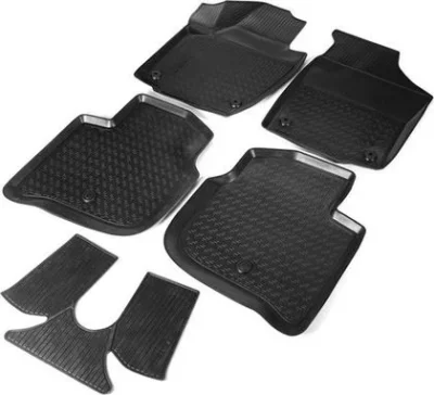 Комплект автомобильных ковриков Skoda Rapid 2013- , полиуретан, низкий борт, крепеж для передних ковров RIVAL 15102001