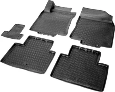 Комплект автомобильных ковриков Nissan X-Trail 2015- , полиуретан, низкий борт, крепеж для передних ковров RIVAL 14109001