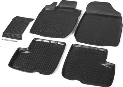 Комплект автомобильных ковриков Lada Largus 2012- 5 мест, полиуретан, низкий борт, крепеж для передних ковров RIVAL 16003001