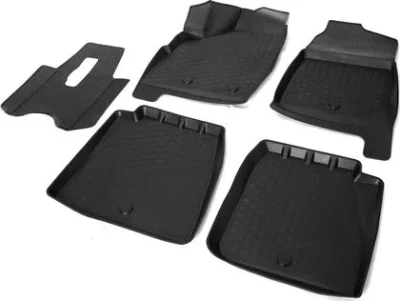 Комплект резиновых автомобильных ковриков Lada 4х4 5D 2009- , полиуретан, низкий борт, 5 предметов, крепеж для передних ковров RIVAL 16005003