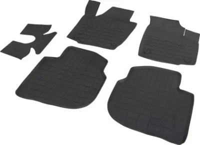 Комплект автомобильных ковриков Skoda Rapid 2013- , литая резина, низкий борт, 5 предметов, крепеж для передних ковров RIVAL 65102001