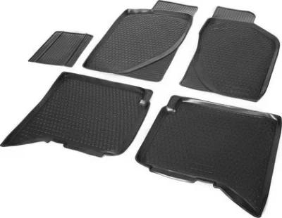 Комплект автомобильных ковриков Great Wall Hover H3 2014- , полиуретан, низкий борт, 5 предметов, крепеж для передних ковров RIVAL 12001001