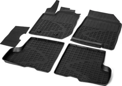 Комплект автомобильных ковриков Lada Xray (с бардачком и без) 2016- , литая резина, низкий борт, 5 предметов, крепеж для передних ковров RIVAL 66007002